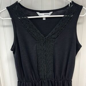 SONOMA Black Sleeveless Dress with Embroidery Embellishments size Medium